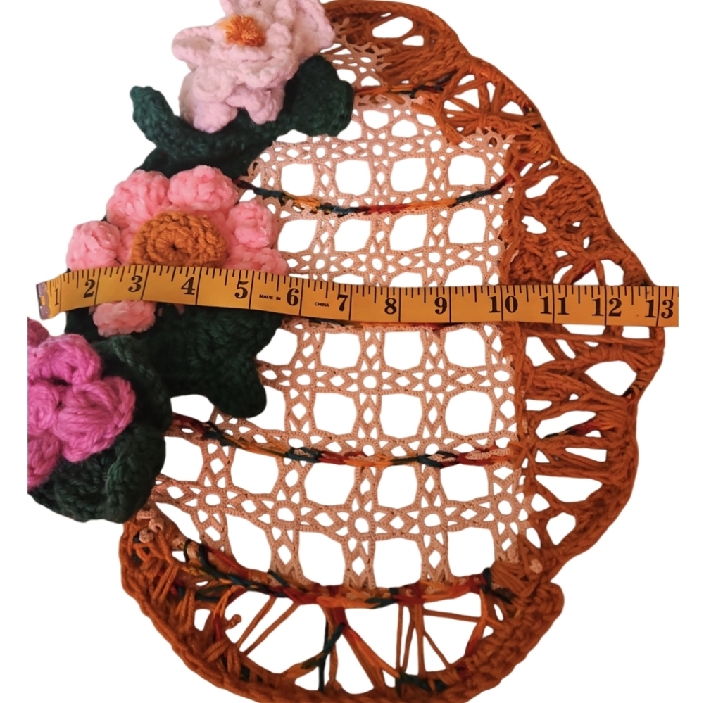 Handcrafted Bee Hive Crochet Floral Holiday Wreath Multicolored Knit Wall Decor - Picture 12 of 17
